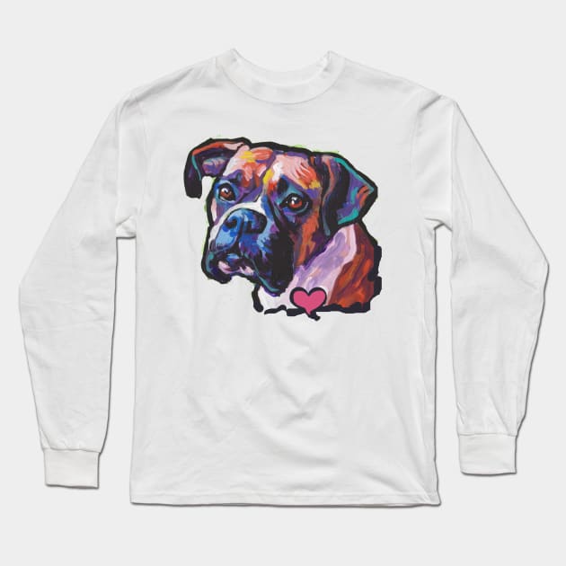 BOXER Dog Bright colorful pop dog art Long Sleeve T-Shirt by bentnotbroken11